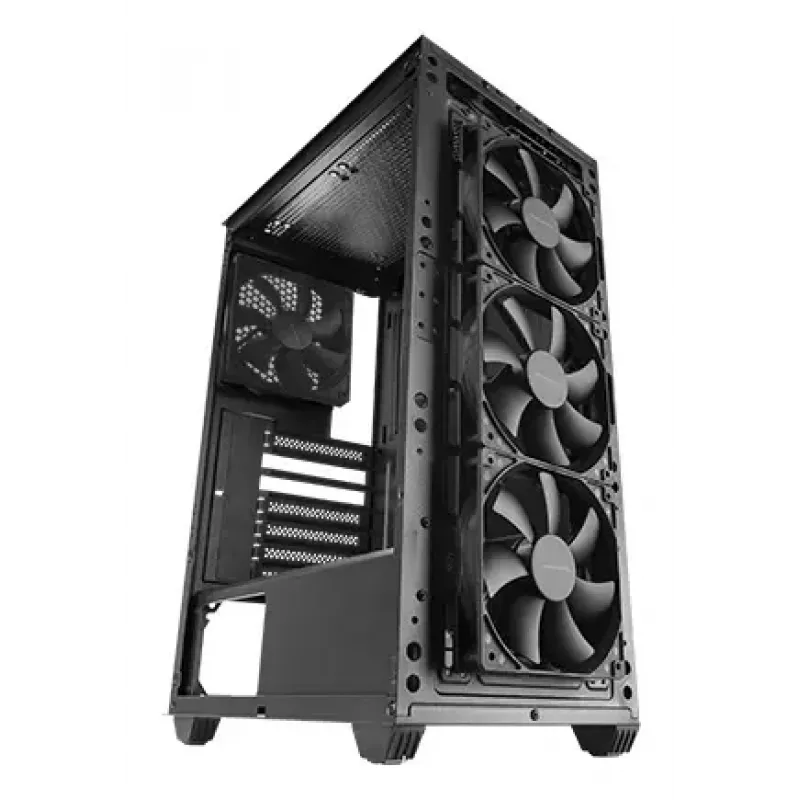 PC Case TACENS Mars Gaming MC-PMAX Midi Tower — ATX/Micro-ATX/Mini-ITX, 3x120 mm ees, 1x120 mm taga, 2x3,5-tollist ja 2x2,5-tollist sahtlit, must