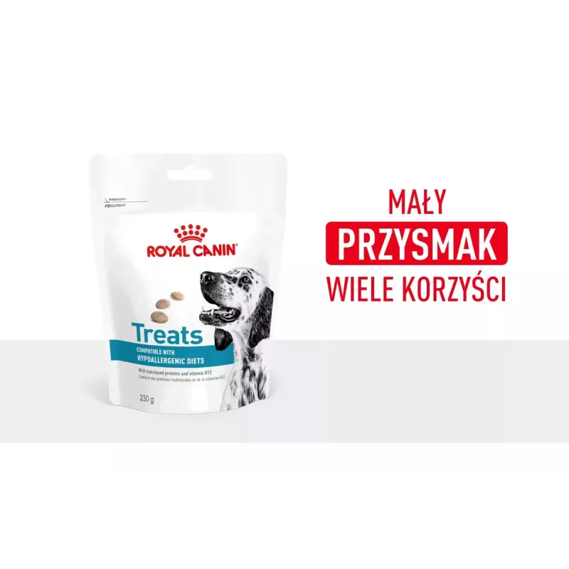 Hüpoallergeensed koeramaiused Royal Canin 230 g — linnuliha treeningpreemiad, gluteeni- ja suhkruvabad, täiskasvanud koertele
