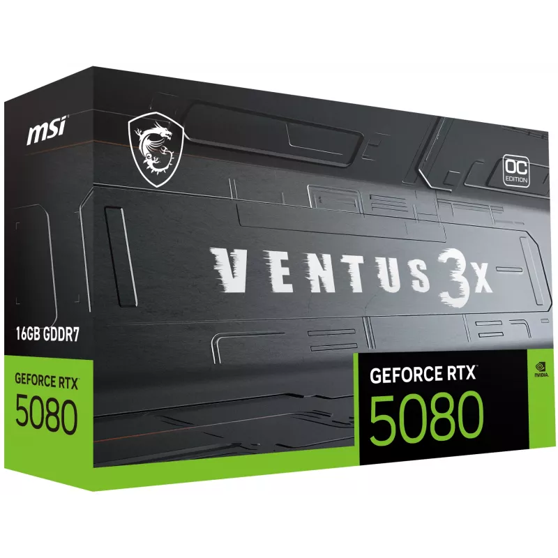 Graafikakaart MSI GeForce RTX 5080 16 GB GDDR7, PCIe 5.0, 256-bit, 303×121×49 mm, 360 W
