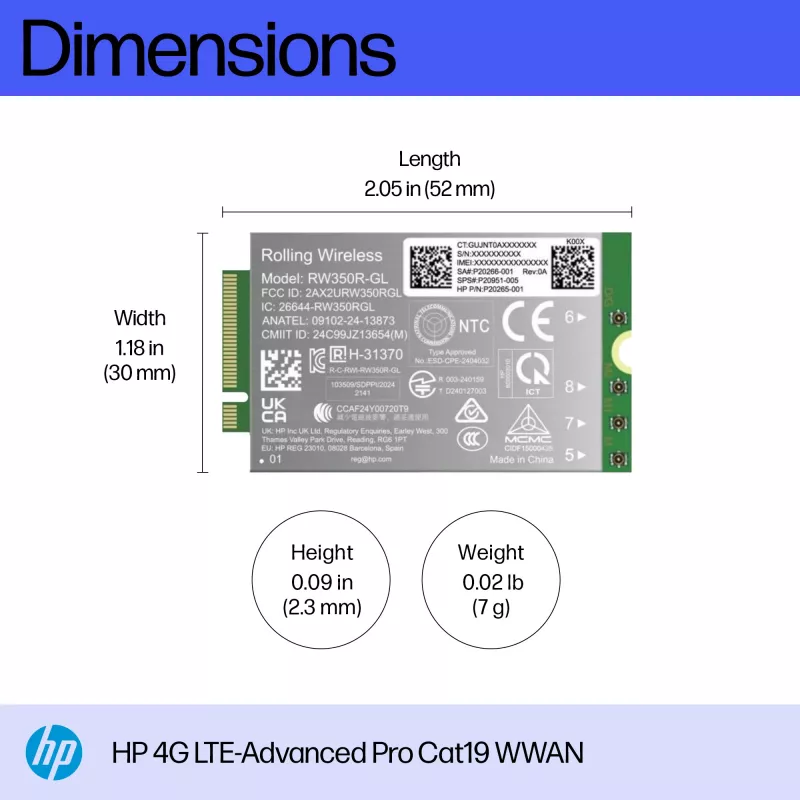 HP 4G LTE-Advanced Pro Cat19 WWAN sisemine juhtmevaba moodul B8BD3AA