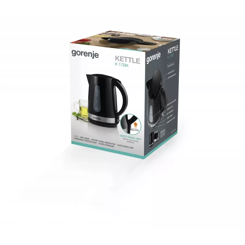 Elektriline veekeetja Gorenje K17BK — 1,7 L, 2200 W, must