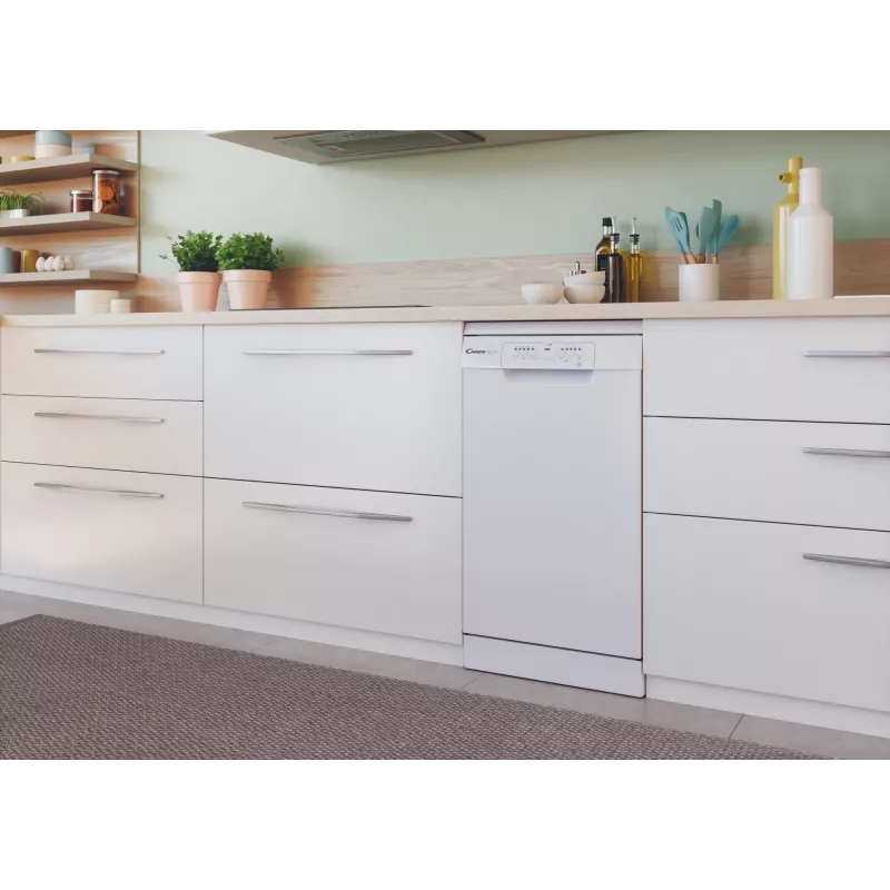 Eraldiseisev kitsas nõudepesumasin CANDY Brava CDPH 2L1049W — 10 kattekomplekti, 45 cm, 49 dB, E-klass