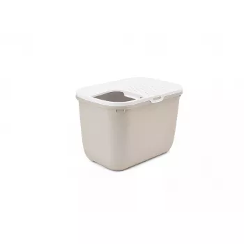 Ülevalt sisenemisega kassiliivakast Savic Hop In, plastist, beež/valge, 585×390×395 mm