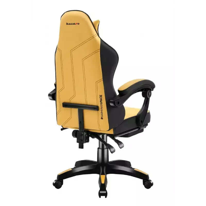 Mängutool huzaro Force 3.7 — ergonoomiline kõrgseljatoega pöörlev tugitool, kollane iste, reguleeritavad käetoed, kõrgus 107,5–116,5 cm