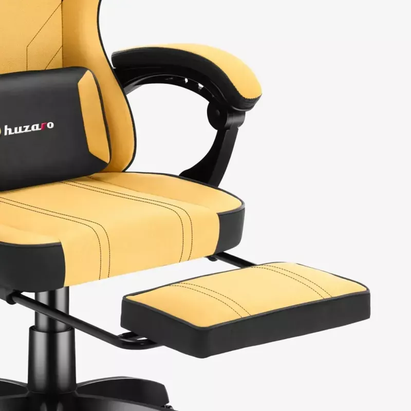 Mängutool huzaro Force 3.7 — ergonoomiline kõrgseljatoega pöörlev tugitool, kollane iste, reguleeritavad käetoed, kõrgus 107,5–116,5 cm