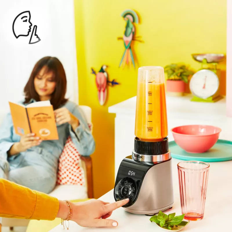Lauapealne blender Tefal Blend Up BL190AF0 — 0,85 L kann, 1000 W, 6 teraga Powelix, impulss, jääpurustus (Läbipaistev/Must/Beež)