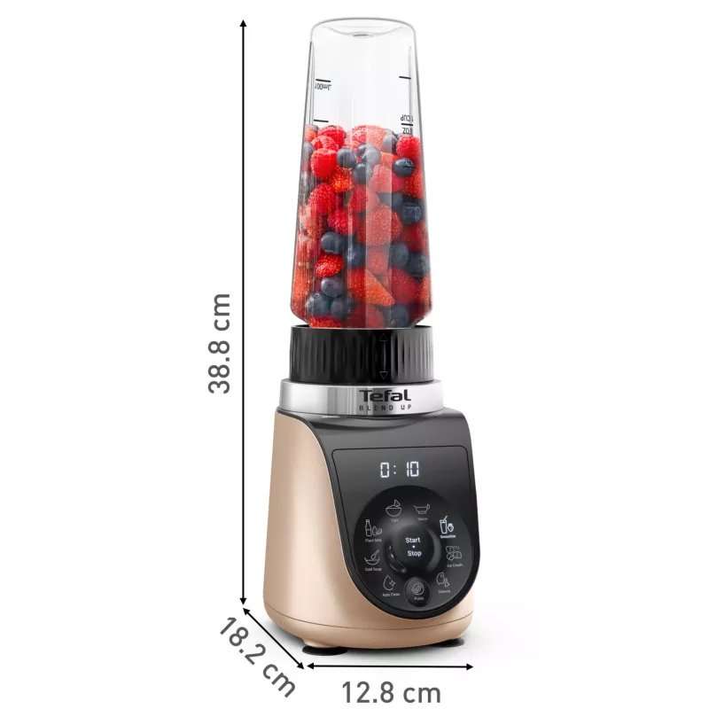 Lauapealne blender Tefal Blend Up BL190AF0 — 0,85 L kann, 1000 W, 6 teraga Powelix, impulss, jääpurustus (Läbipaistev/Must/Beež)
