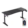 Mängulaud huzaro Hero 4.6 RGB — must, ristkülikukujuline 1600×600 mm, kõrgus 560–790 mm, H-jalad, RGB-taustvalgustus