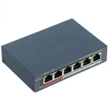 Võrgukommutaator Hikvision DS-3E1106P-EI — 6-pordiline PoE Etherneti kommutaator, haldamata, 10/100 Mbps