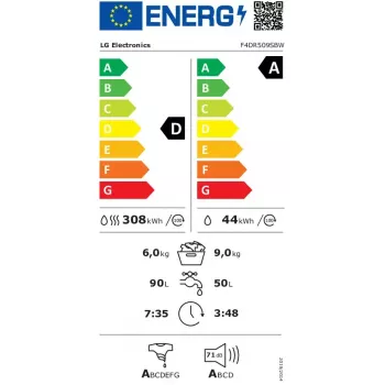LG F4DR509SBW pesumasin-kuivati eraldiseisev eestlaetav must, valge