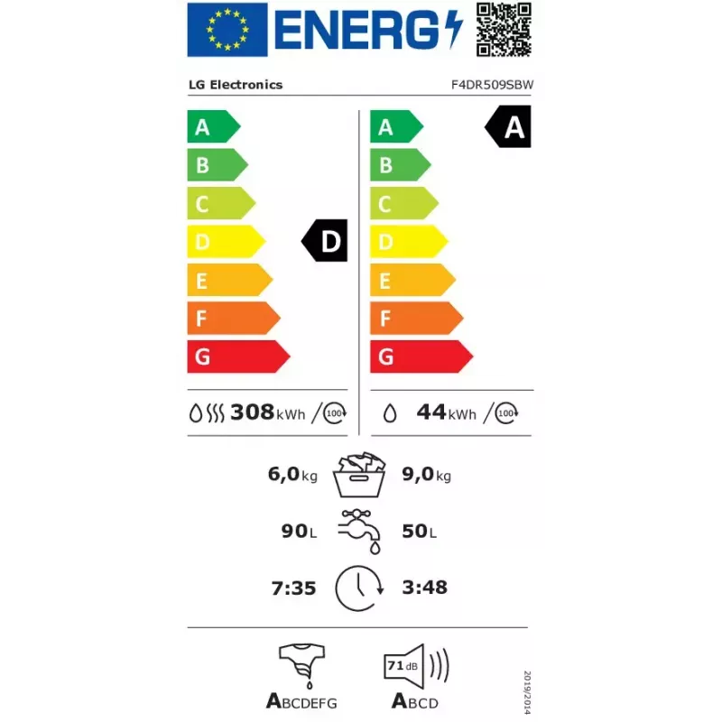 LG F4DR509SBW pesumasin-kuivati eraldiseisev eestlaetav must, valge