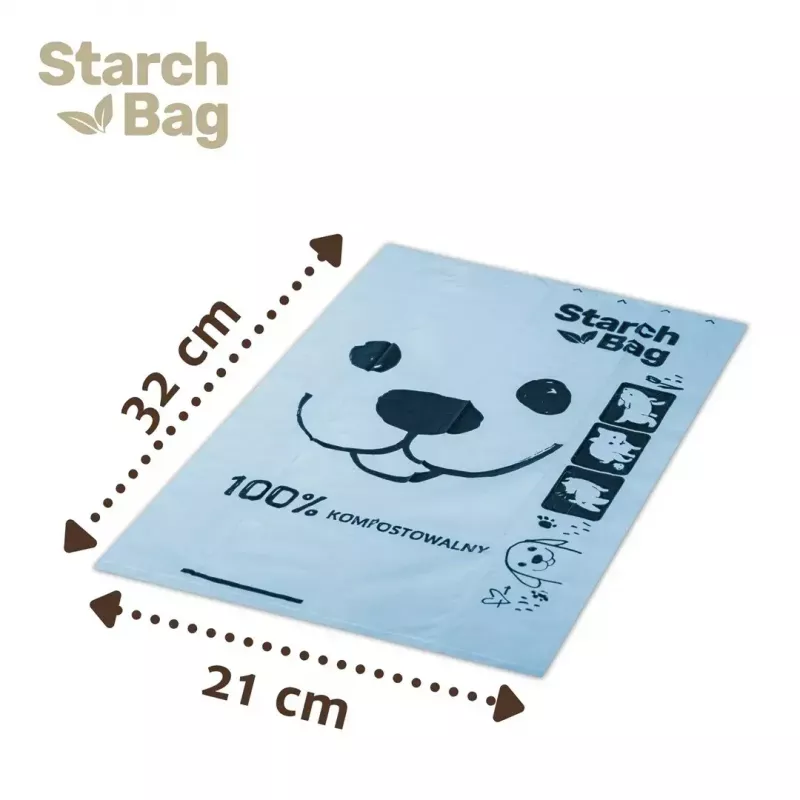 Kakikotid Starch Bag STARCHBAG BIO mustad 8×15 tk kompostitavad taimse kiu kotid kassijäätmetele