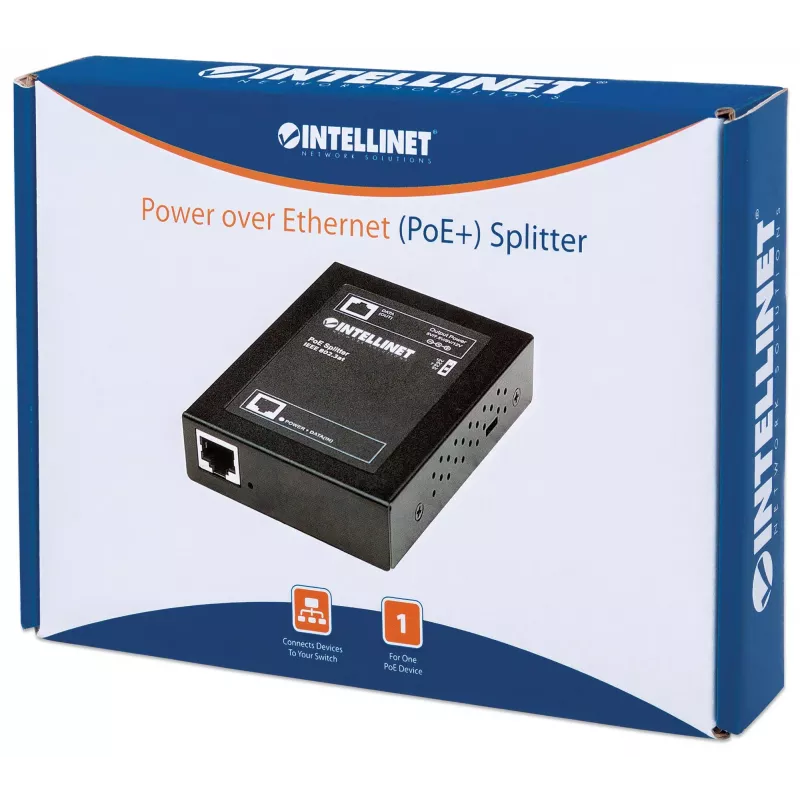 Intellinet Power over Ethernet (PoE+) jaotur, IEEE802.3at, 5, 7,5, 9 või 12 V alalisvoolu väljundpinge