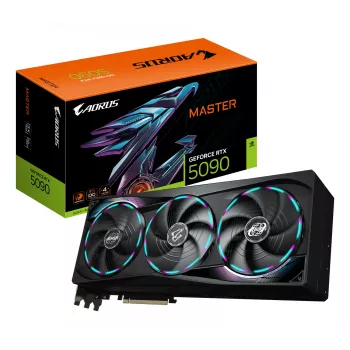 GIGABYTE AORUS GeForce RTX 5090 MASTER 32G graafikakaart - 32 GB GDDR7, 512-bitine, PCI-E 5.0, 2655 MHz tuumsagedus, 3 x DP 2.1a, 1 x HDMI 2.1b, GV-N5090AORUS M-32GD
