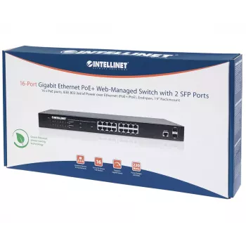 Hallatav lüliti Intellinet 16-porti Gigabit Ethernet PoE+