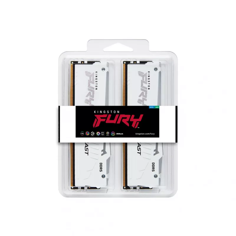 Kingston Technology FURY Beast 32GB 5600MT/s DDR5 CL40 DIMM (kahest koosnev komplekt) valge RGB XMP