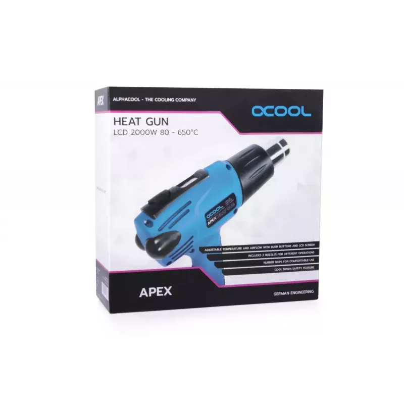 Kuumaõhupuhur Alphacool 10178 650 °C 2000 W must sinine
