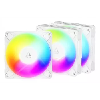 ARCTIC Freezer P12 Pro Reverse A-RGB (Valge) - 3-pakk - 120 mm A-RGB PWM ventilaator kaablijaoturiga