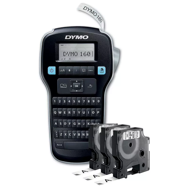 DYMO LabelManager 160 sildivalmistaja stardikomplekt 3 rulli D1 sildilindiga | Pihusiltide printer | QWERTY-klaviatuur | Ideaalne kontorisse või koju