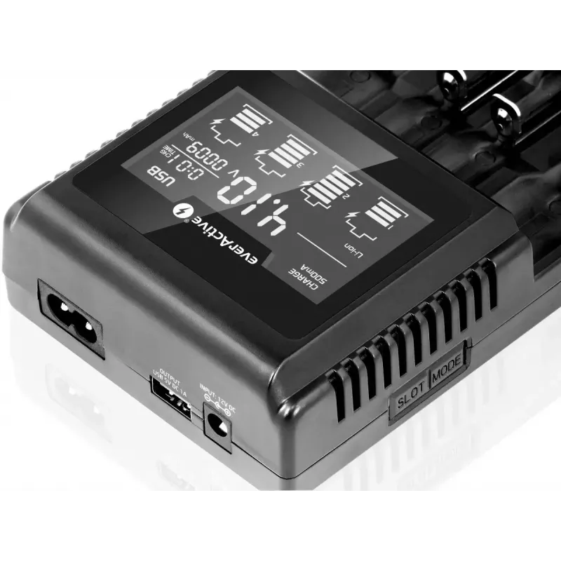 Akulaadija everActive UC-4000 AA/AAA majapidamispatareidele, 4 pesaga, 100–240V, must