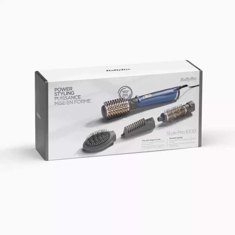 Kuumaõhuhari BaByliss Style Pro 1000 AS965E — 1000 W, 2,5 m juhe, 4 harjaotsakut, keraamiline küttekeha, ioontehnoloogia, automaatne pöörlemine
