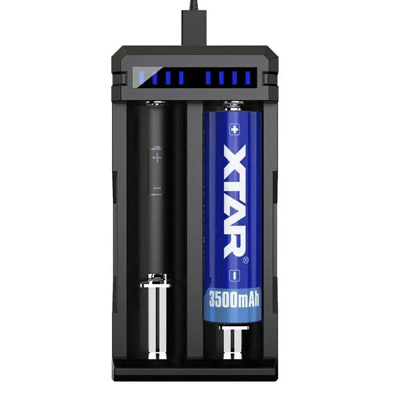 Akulaadija XTAR SC2 Li-ioon 18650 USB-C 2 pesa, USB-C toide, LED-indikaatorid, must