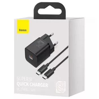 Siselaadija Baseus TZCCSUP-L01, USB-C 1 port, 18W, 100–240V AC, 1 m kaabel, must
