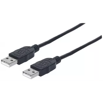 Manhattan USB-A-USB-A-kaabel, 1 m, isane-isanele, 480 Mbit/s (USB 2.0), Hi-Speed USB, must, eluaegne garantii, samaväärne USB2AA1M-ga.