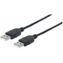 Manhattan USB-A-USB-A-kaabel, 1 m, isane-isanele, 480 Mbit/s (USB 2.0), Hi-Speed USB, must, eluaegne garantii, samaväärne USB2AA1M-ga.