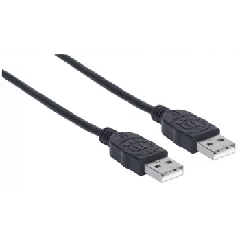 Manhattan USB-A-USB-A-kaabel, 1 m, isane-isanele, 480 Mbit/s (USB 2.0), Hi-Speed USB, must, eluaegne garantii, samaväärne USB2AA1M-ga.
