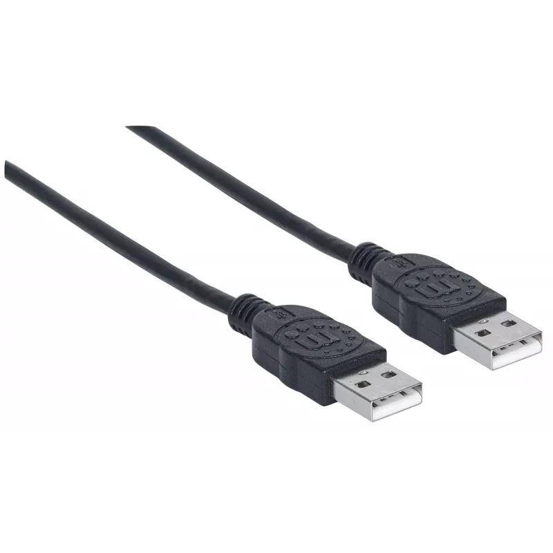 Manhattan USB-A-USB-A-kaabel, 1 m, isane-isanele, 480 Mbit/s (USB 2.0), Hi-Speed USB, must, eluaegne garantii, samaväärne USB2AA1M-ga.