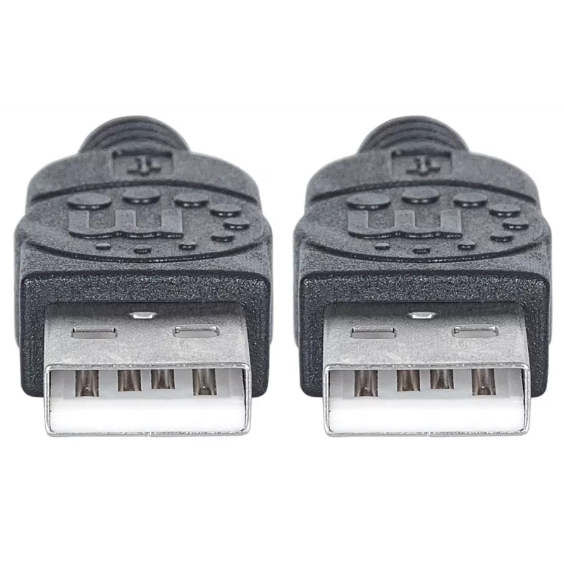 Manhattan USB-A-USB-A-kaabel, 1 m, isane-isanele, 480 Mbit/s (USB 2.0), Hi-Speed USB, must, eluaegne garantii, samaväärne USB2AA1M-ga.