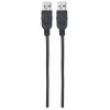 Manhattan USB-A-USB-A-kaabel, 1 m, isane-isanele, 480 Mbit/s (USB 2.0), Hi-Speed USB, must, eluaegne garantii, samaväärne USB2AA1M-ga.