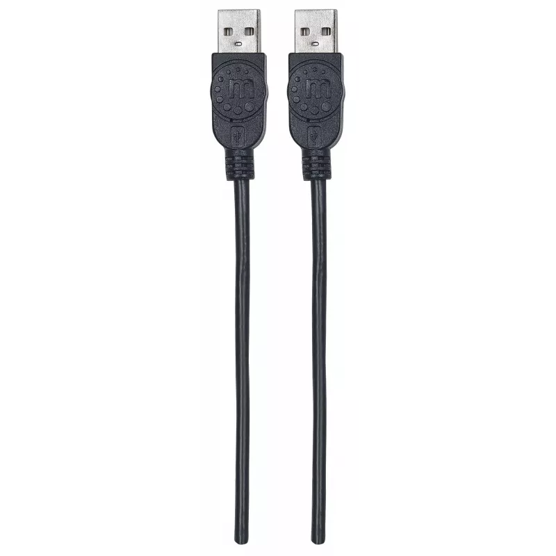 Manhattan USB-A-USB-A-kaabel, 1 m, isane-isanele, 480 Mbit/s (USB 2.0), Hi-Speed USB, must, eluaegne garantii, samaväärne USB2AA1M-ga.