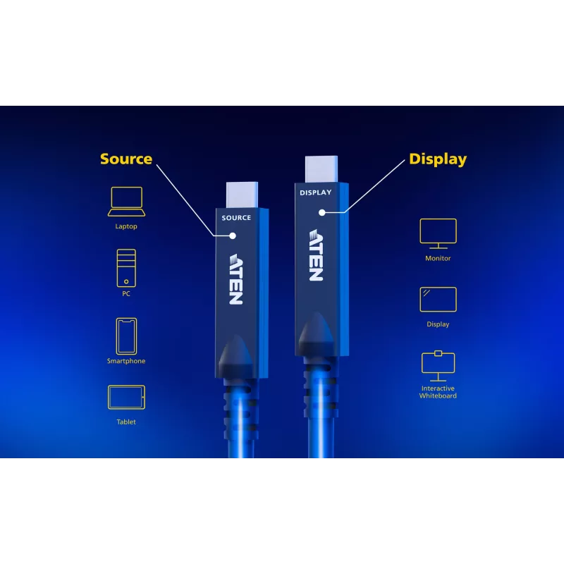 USB-C AOC-kaabel ATEN UE3410F-AT, 10 m, USB-C to USB-C, 10 Gbit/s, must