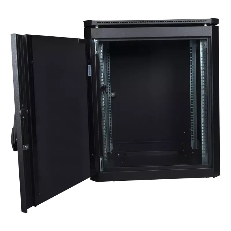 Eraldiseisev rack Lanview RDL12U66BL — 12U, 600 kg, võtmelukk, reguleeritavad jalad, kaablihaldus, IP40, must