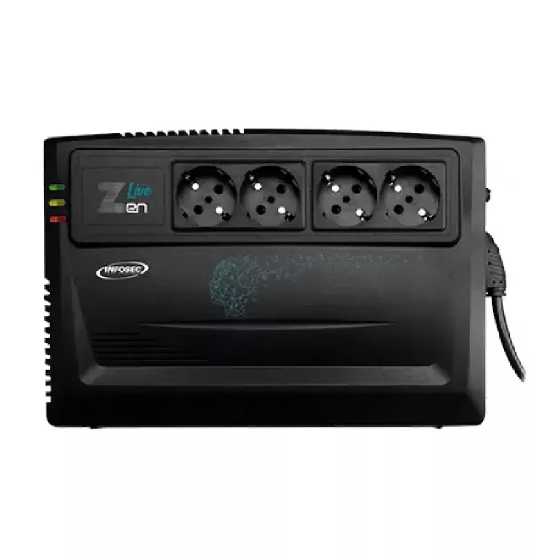 Katkematu toiteallikas Infosec Zen Live 800 Line-Interactive 0.8 kVA (480 W) 4 vahelduvvoolupistikut, 12 V 7 Ah aku