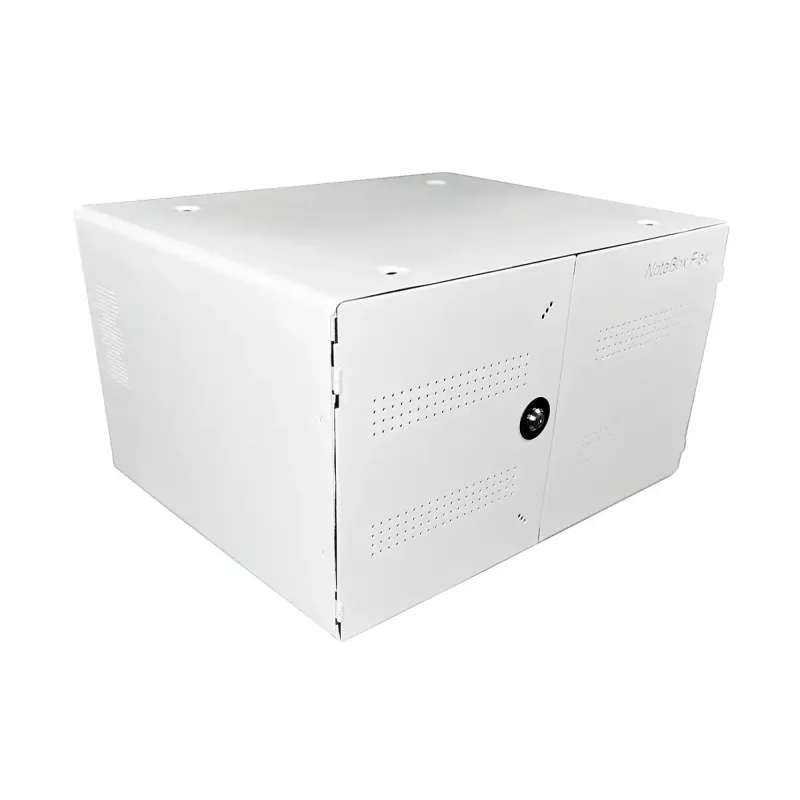 Kaasaskantav seadmehalduskapp LEBA NoteBox 16 võtmelukuga, USB-C pordid, 12 W seadme kohta, USB 2.0, seina- või lauakinnitus, valge