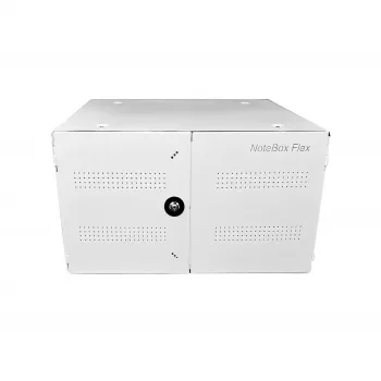 Kaasaskantav seadmehalduskapp LEBA NoteBox 16 võtmelukuga, USB-C pordid, 12 W seadme kohta, USB 2.0, seina- või lauakinnitus, valge