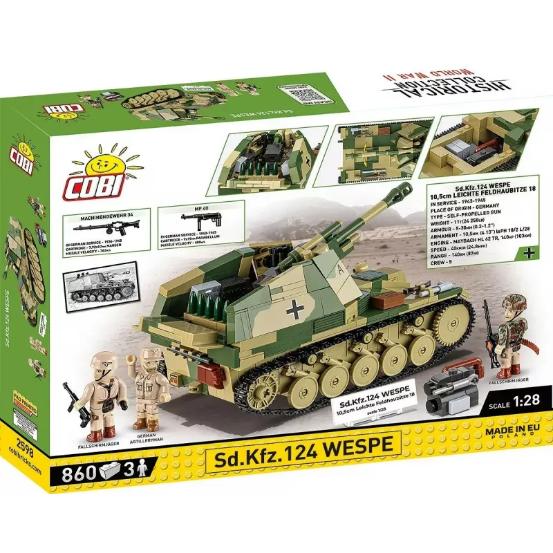 Cobi Blocks SD.KFZ.124 Wespe mudelikomplekt, 860 klotsi
