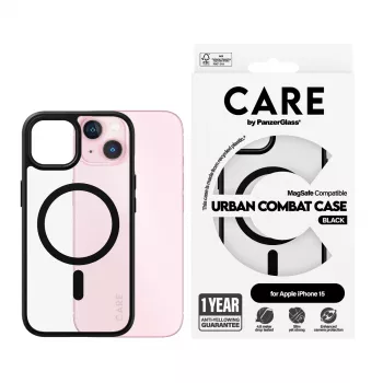 Katte PanzerGlass CARE by Flagship Case läbipaistev Urban Combat Must MagSafe iPhone 15