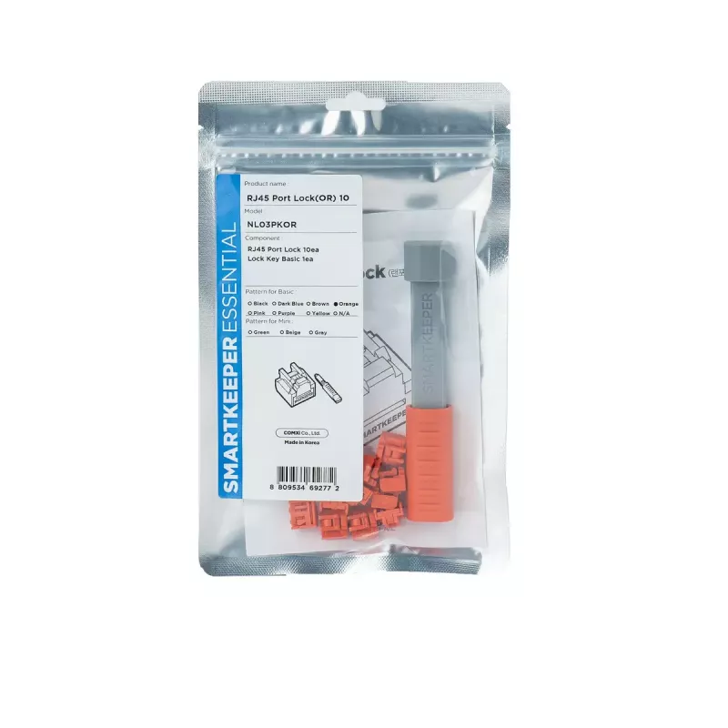 Pordiblokeerija + võti Smartkeeper NL03PKOR RJ-45 oranž 10 tk
