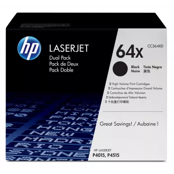 HP 64X 2-pakendis suure tootlikkusega must originaal LaserJet toonerikassetid