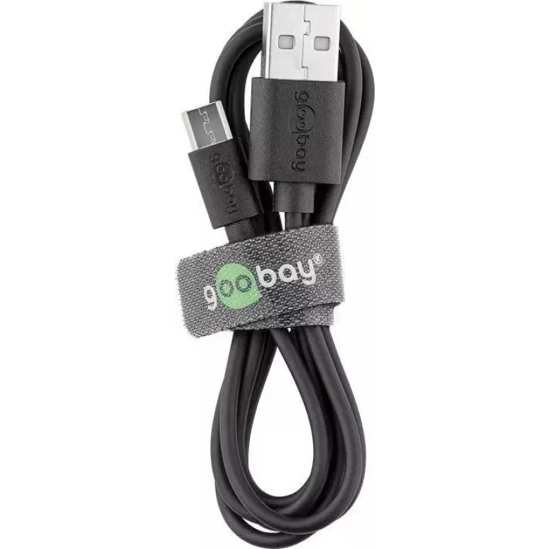 Goobay Micro-USB kiirlaadimis- ja sünkroonimiskaabel 1 m USB 2.0 must