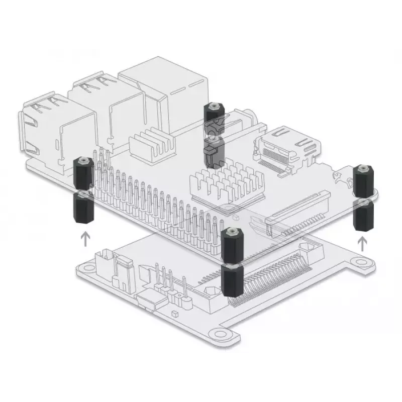 Vahetugi M2,5 kuuskant sisekeermega 10 mm must 4 tk DeLOCK 60243