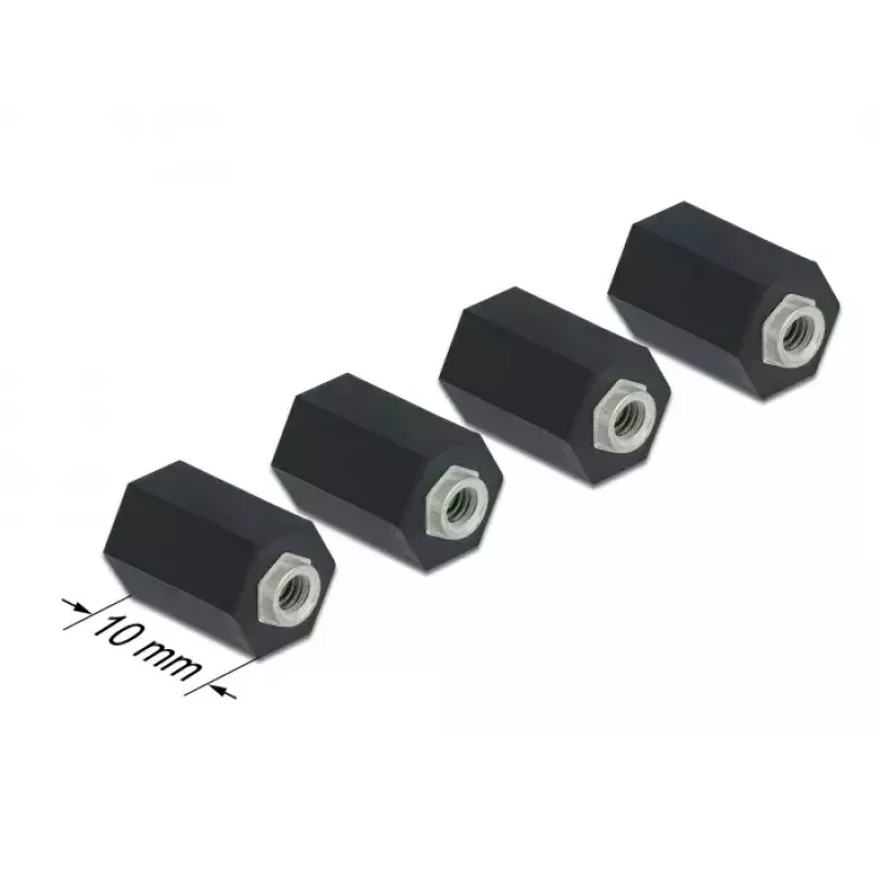 Vahetugi M2,5 kuuskant sisekeermega 10 mm must 4 tk DeLOCK 60243