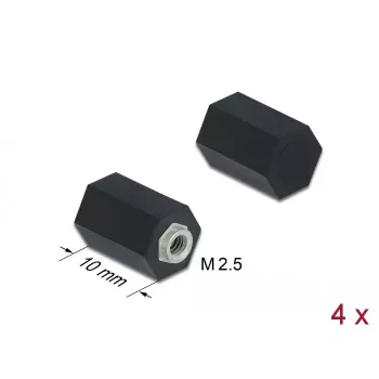 Vahetugi M2,5 kuuskant sisekeermega 10 mm must 4 tk DeLOCK 60243