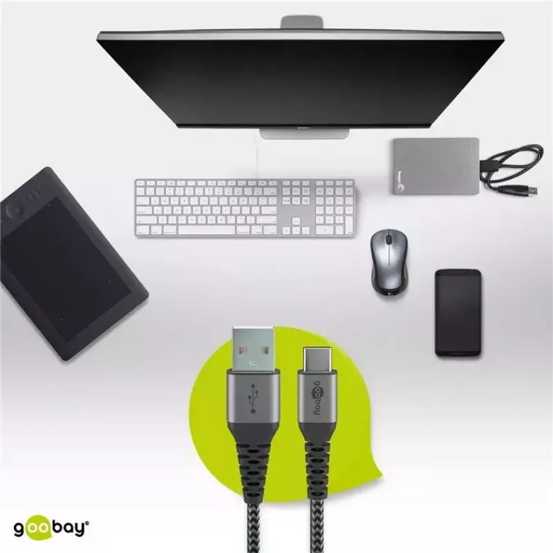 USB-kaabel Wentronic 49295 USB 2.0 0,5 m USB C USB A must hall