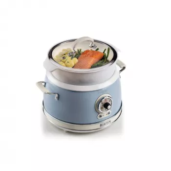 Ariete 2904 Riisikeetja - Elektriline riisikeetja keraamilise kausiga - Omatehtud sushi - Multikeetja - Vintage Line - 3,5 L - 650 W - Sinine