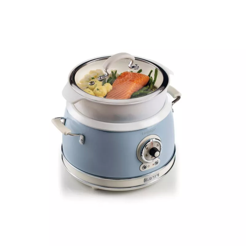 Ariete 2904 Riisikeetja - Elektriline riisikeetja keraamilise kausiga - Omatehtud sushi - Multikeetja - Vintage Line - 3,5 L - 650 W - Sinine